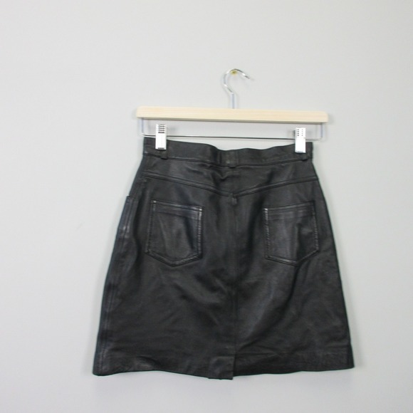 Deerskin Trading Post Leather Mini Skirt 6 Black Mini Vtg Y2k Biker Grunge 316 - Picture 2 of 14